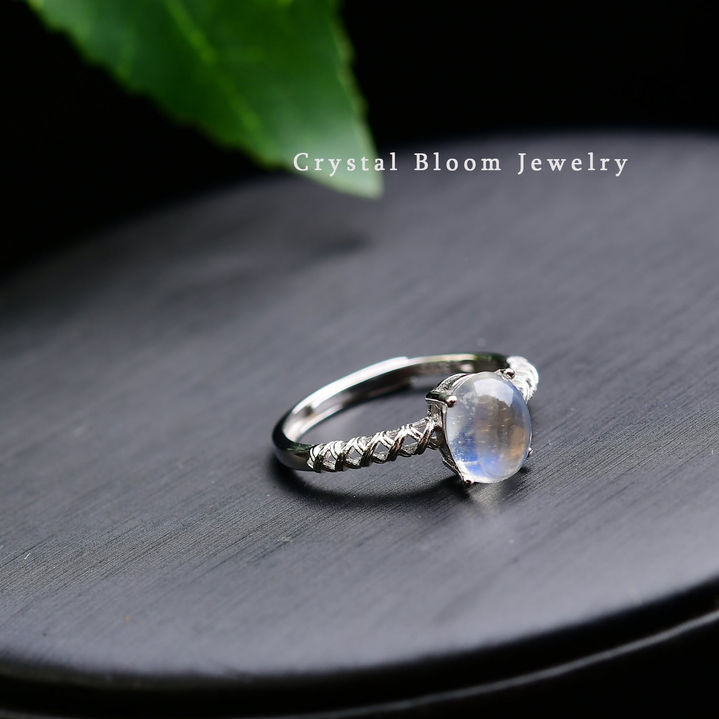 Natural Oval Blue Moonstone Ring