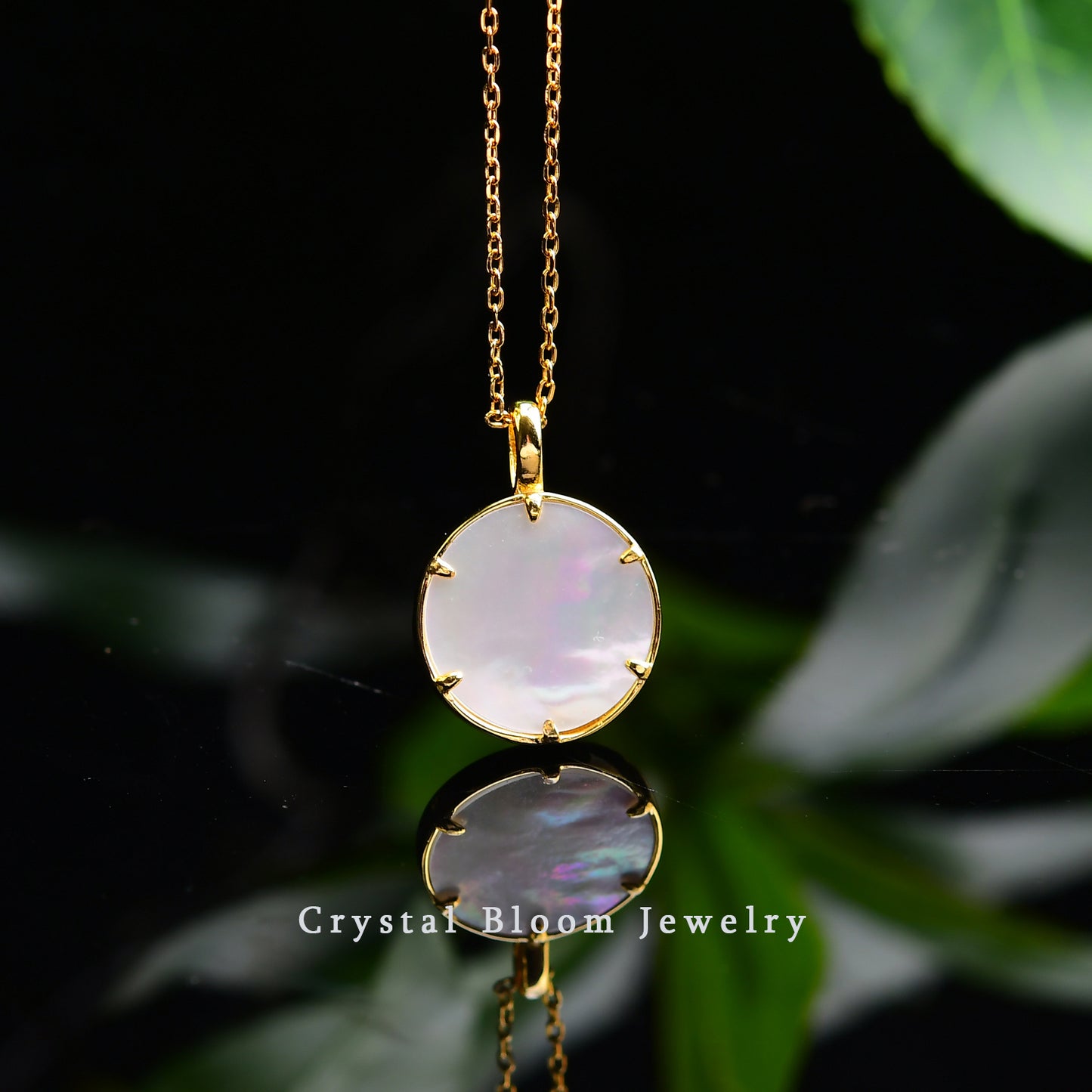Blue Moonstone & White Mother of Pearl Pendant