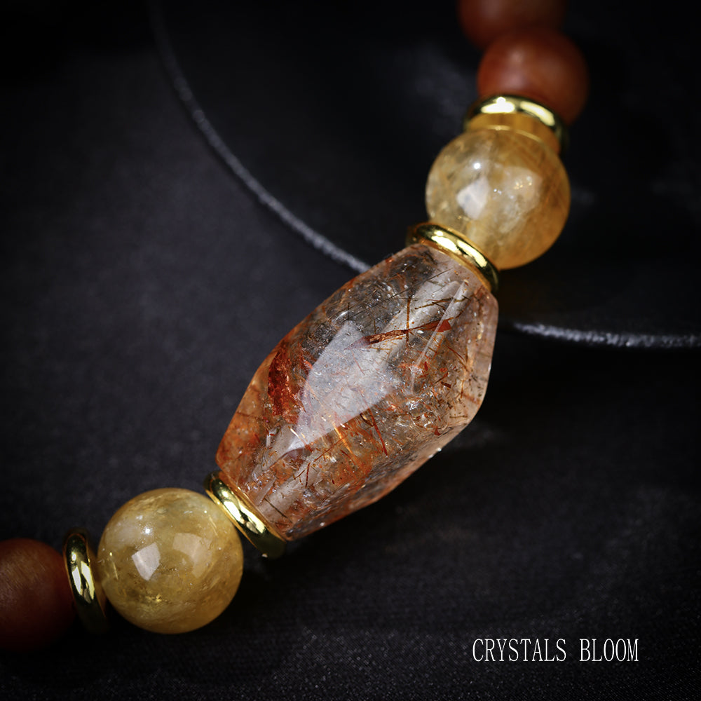 Citrine, Super Seven, and Agarwood Bracelet