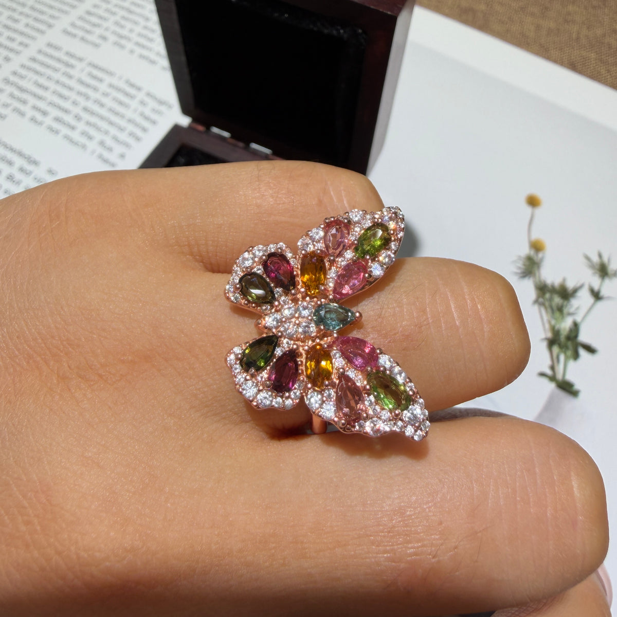 Tourmaline Butterfly Ring