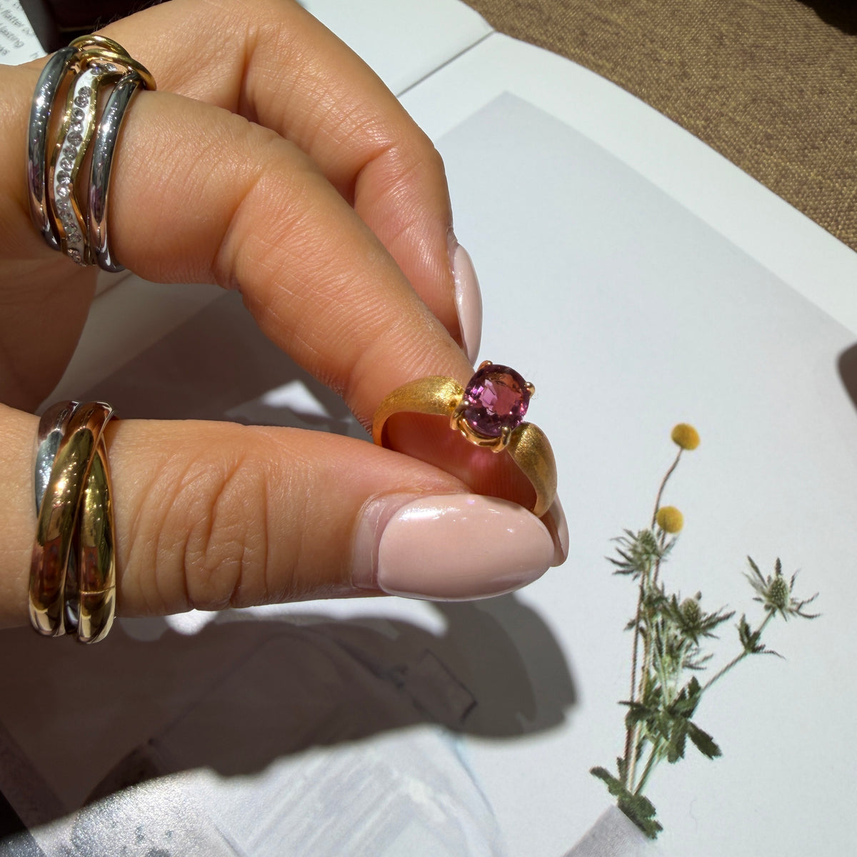 Oval Pink Tourmaline Ring