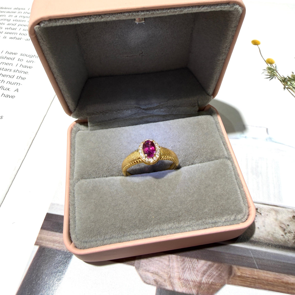 Oval Pink Tourmaline Ring