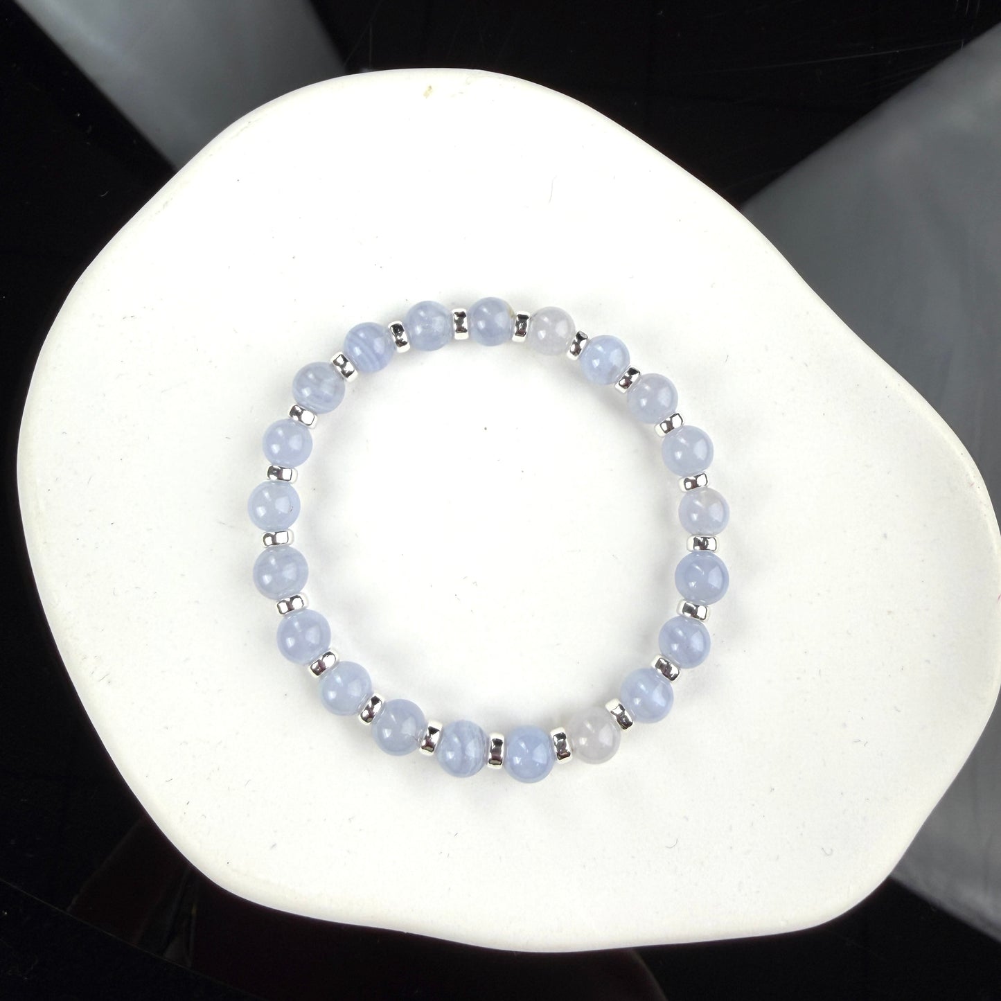 Blue Lace Agate Beaded Bracelet