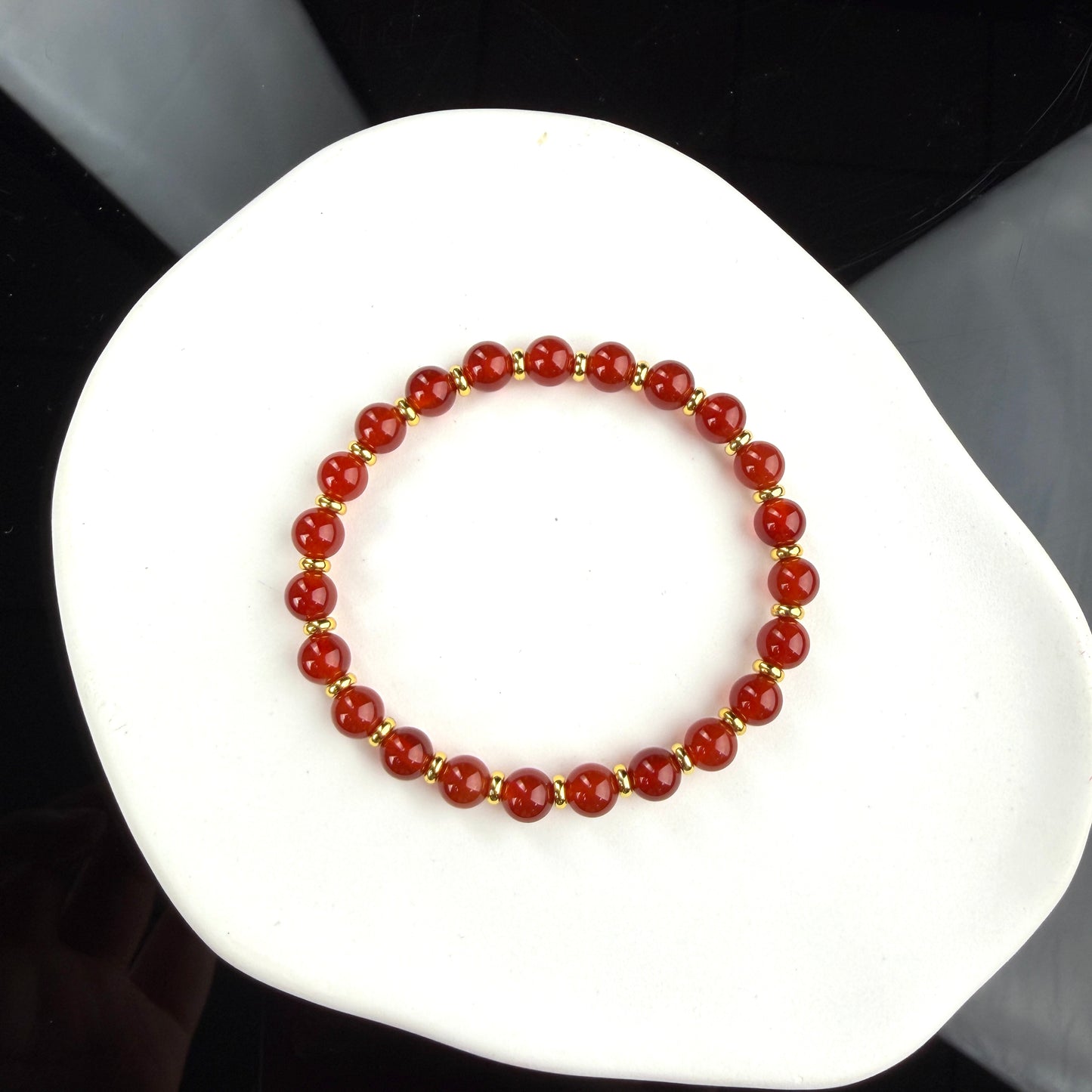 Red Agate Beaded Bracelet