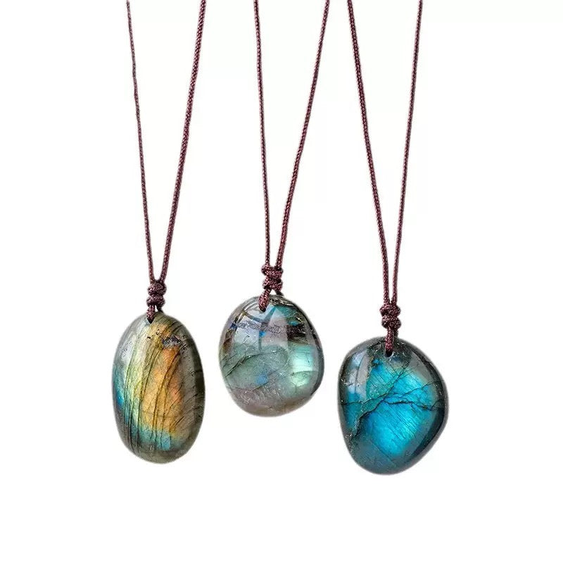 Natural Labradorite Oval Necklace