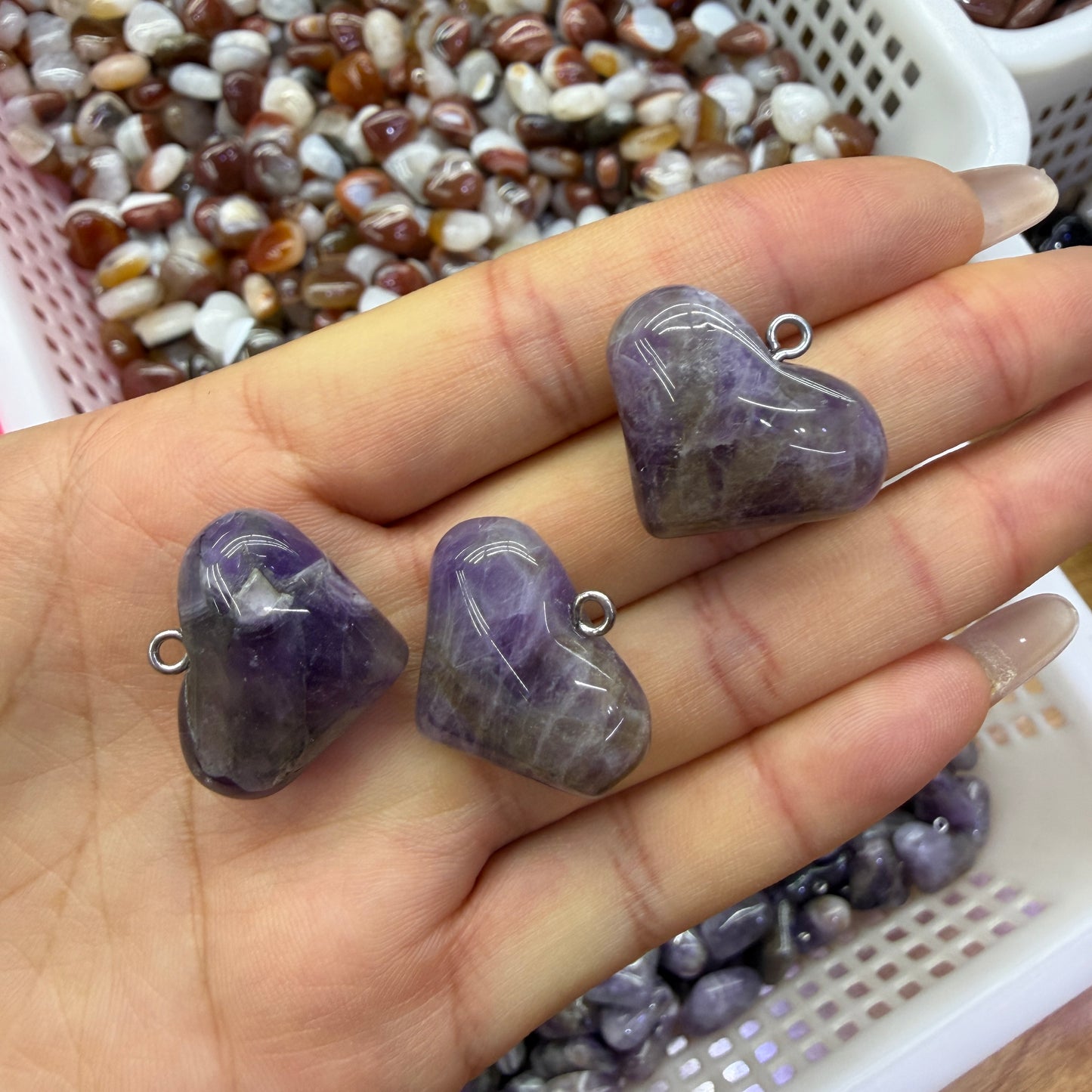 Natural Amethyst Heart Pendant