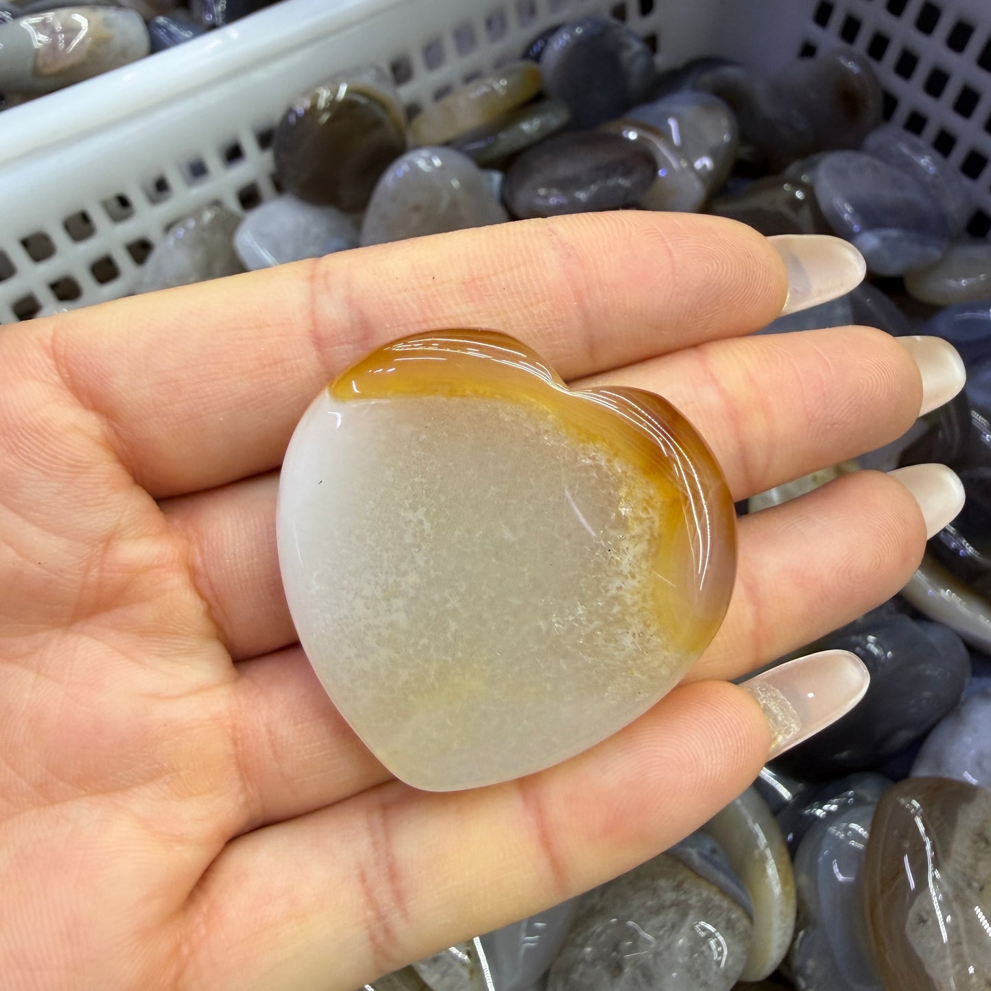 Natural Agate Heart Carving