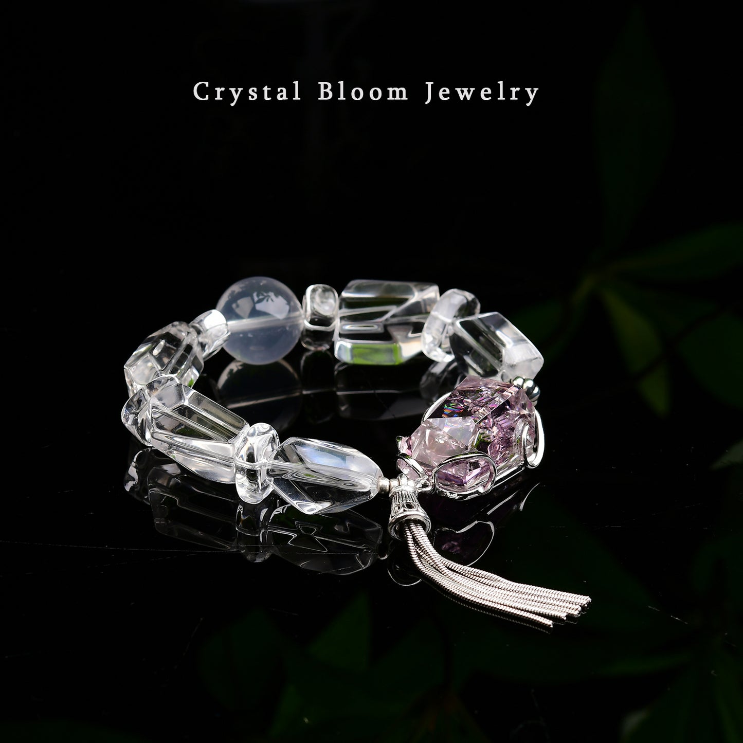 White Crystal & Amethyst Bracelet