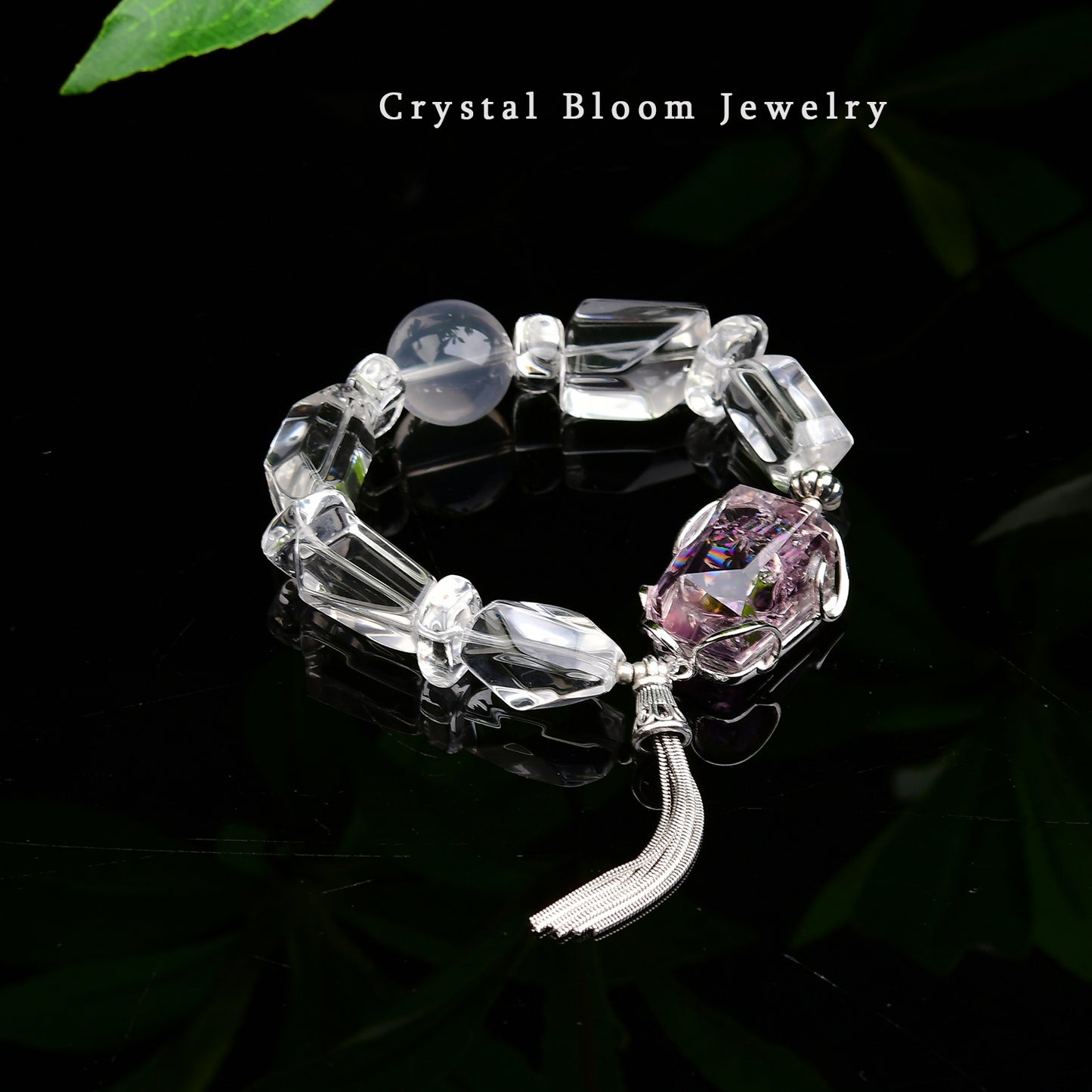 White Crystal & Amethyst Bracelet
