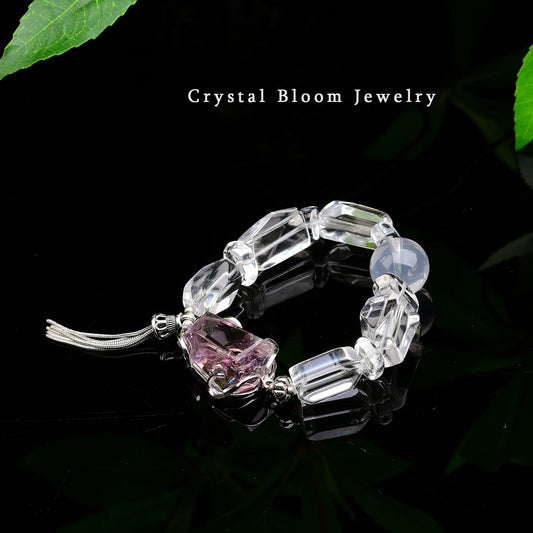 White Crystal & Amethyst Bracelet
