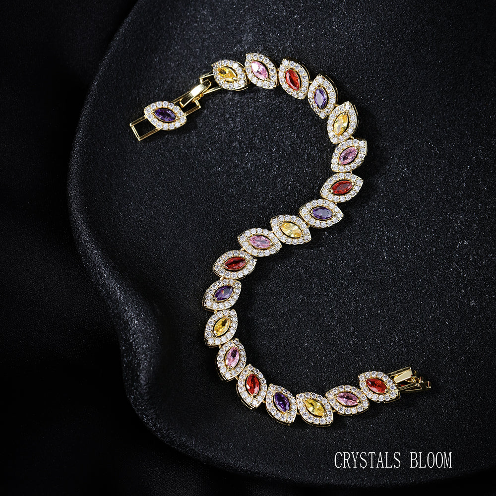 18K Gold Plated Colorful Cubic Zirconia Bracelet