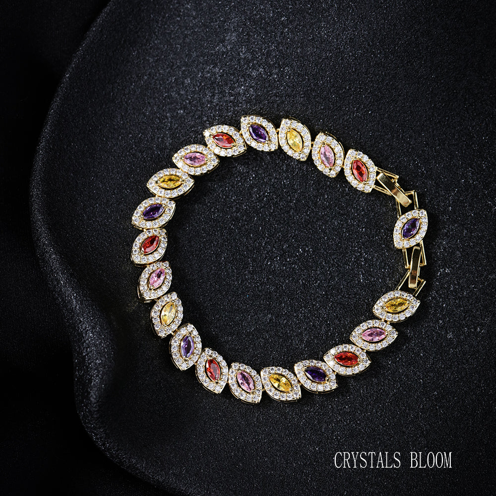 18K Gold Plated Colorful Cubic Zirconia Bracelet