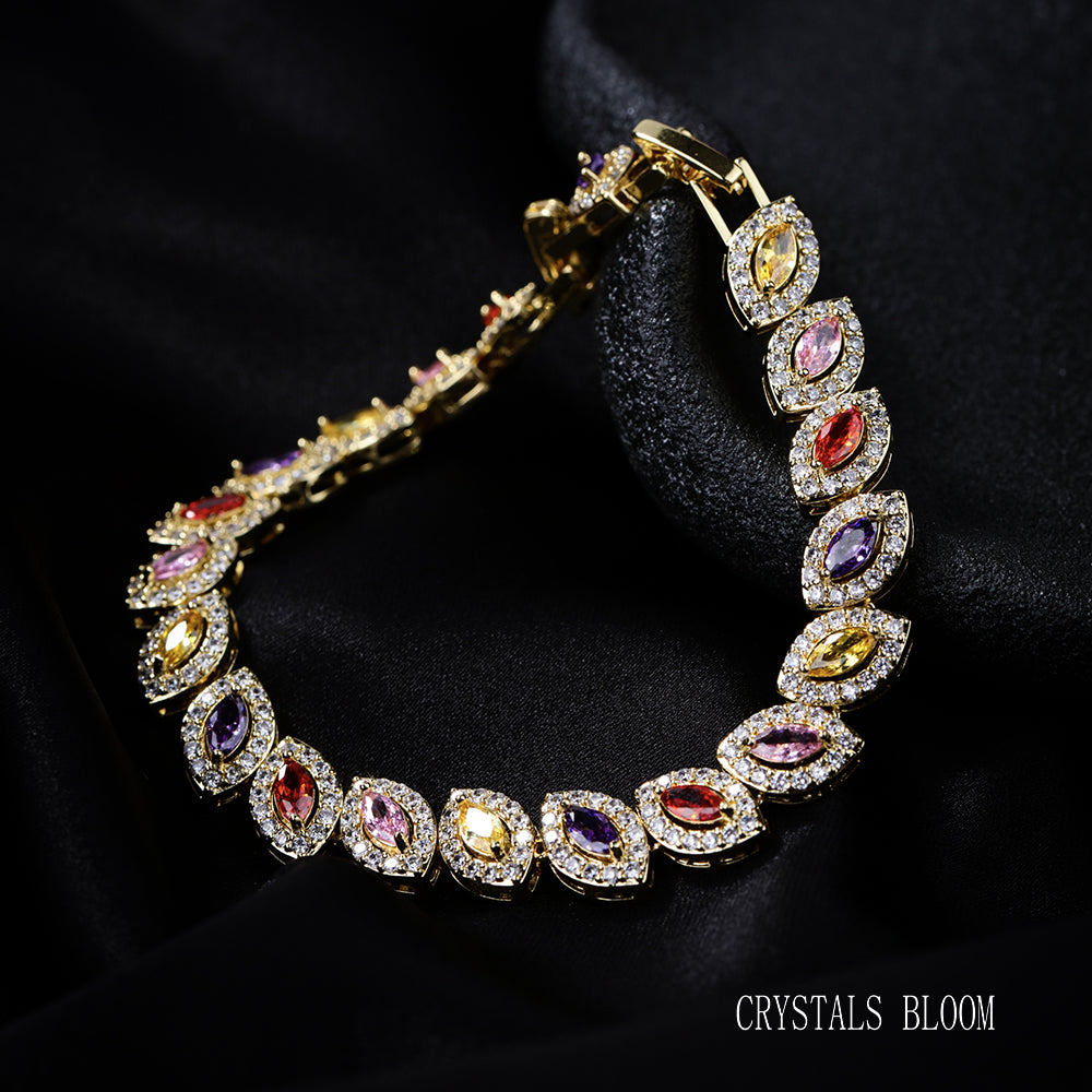 18K Gold Plated Colorful Cubic Zirconia Bracelet