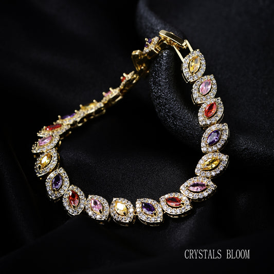 18K Gold Plated Colorful Cubic Zirconia Bracelet