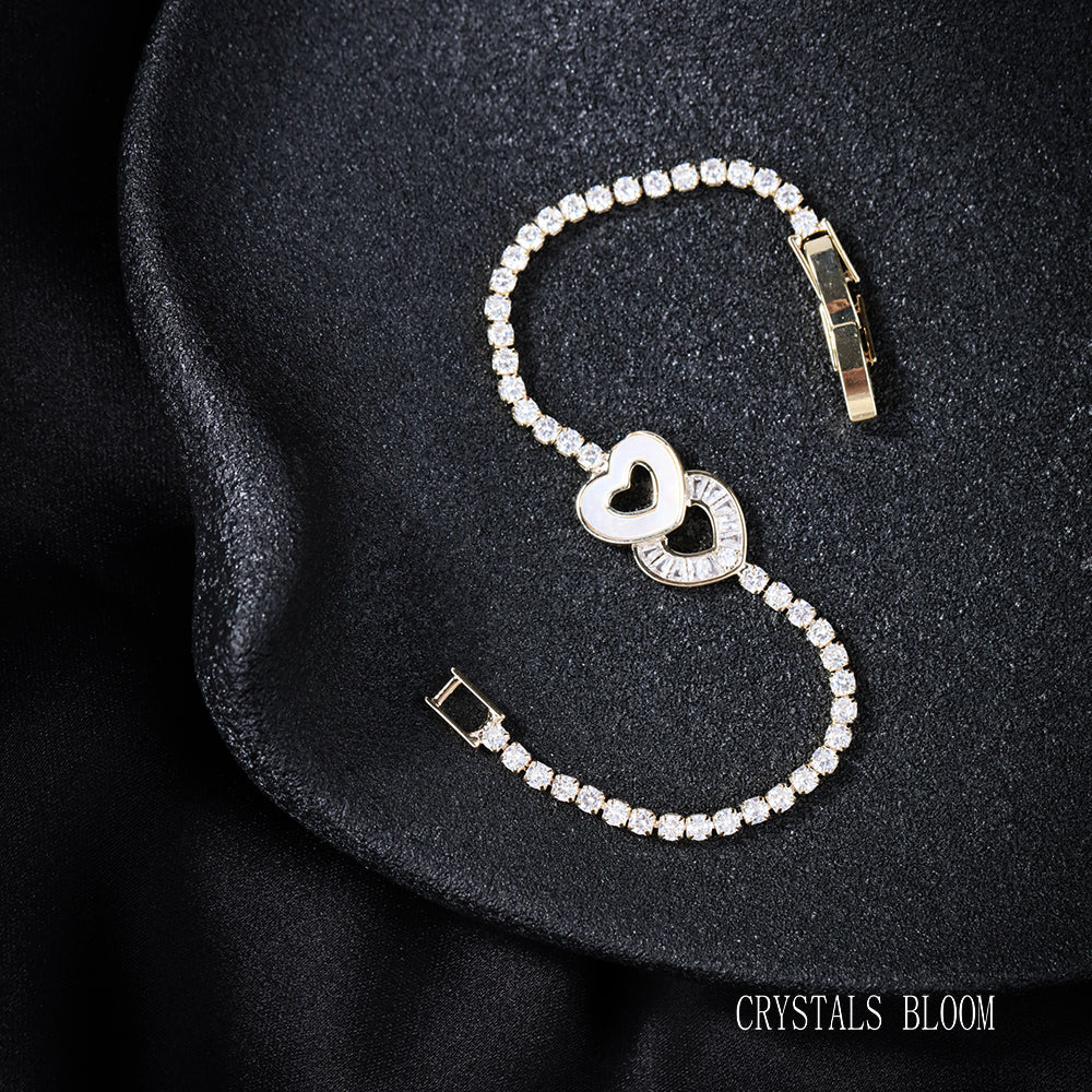 18K Gold Plated Moissanite & Mother of Pearl Bracelet