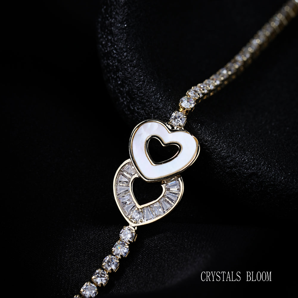 18K Gold Plated Moissanite & Mother of Pearl Bracelet