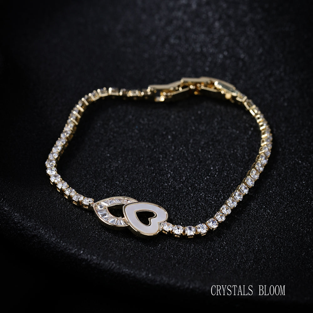 18K Gold Plated Moissanite & Mother of Pearl Bracelet