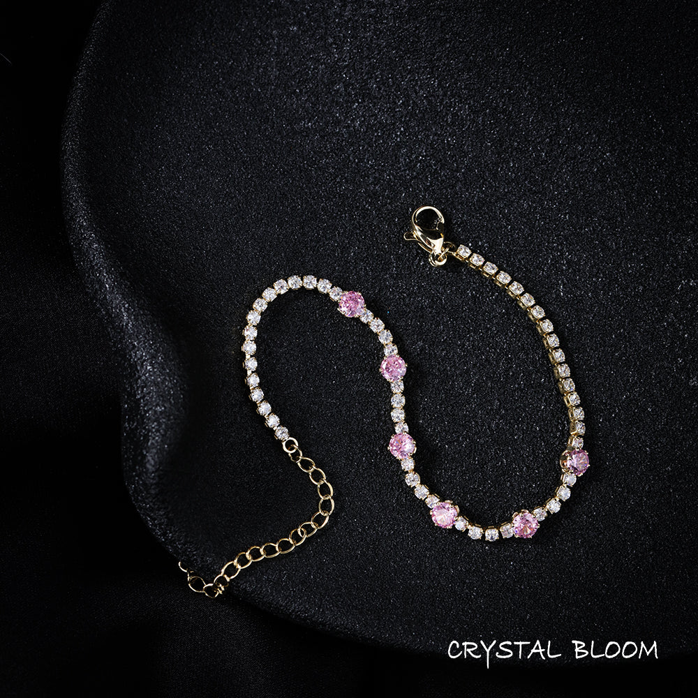 18K Gold Plated Pink Zircon Bracelet
