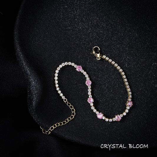 18K Gold Plated Pink Zircon Bracelet