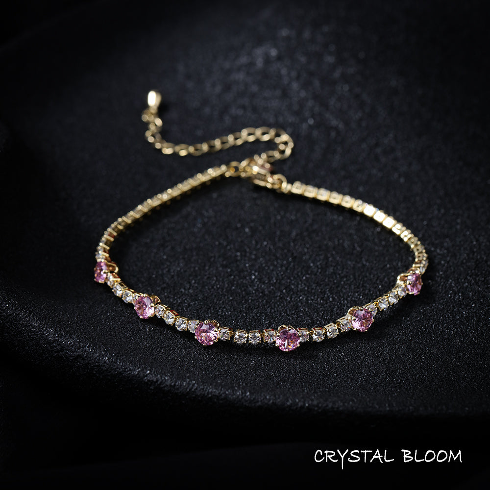 18K Gold Plated Pink Zircon Bracelet
