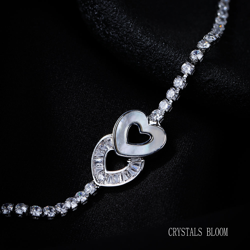 18K Gold Plated Moissanite & Mother of Pearl Bracelet