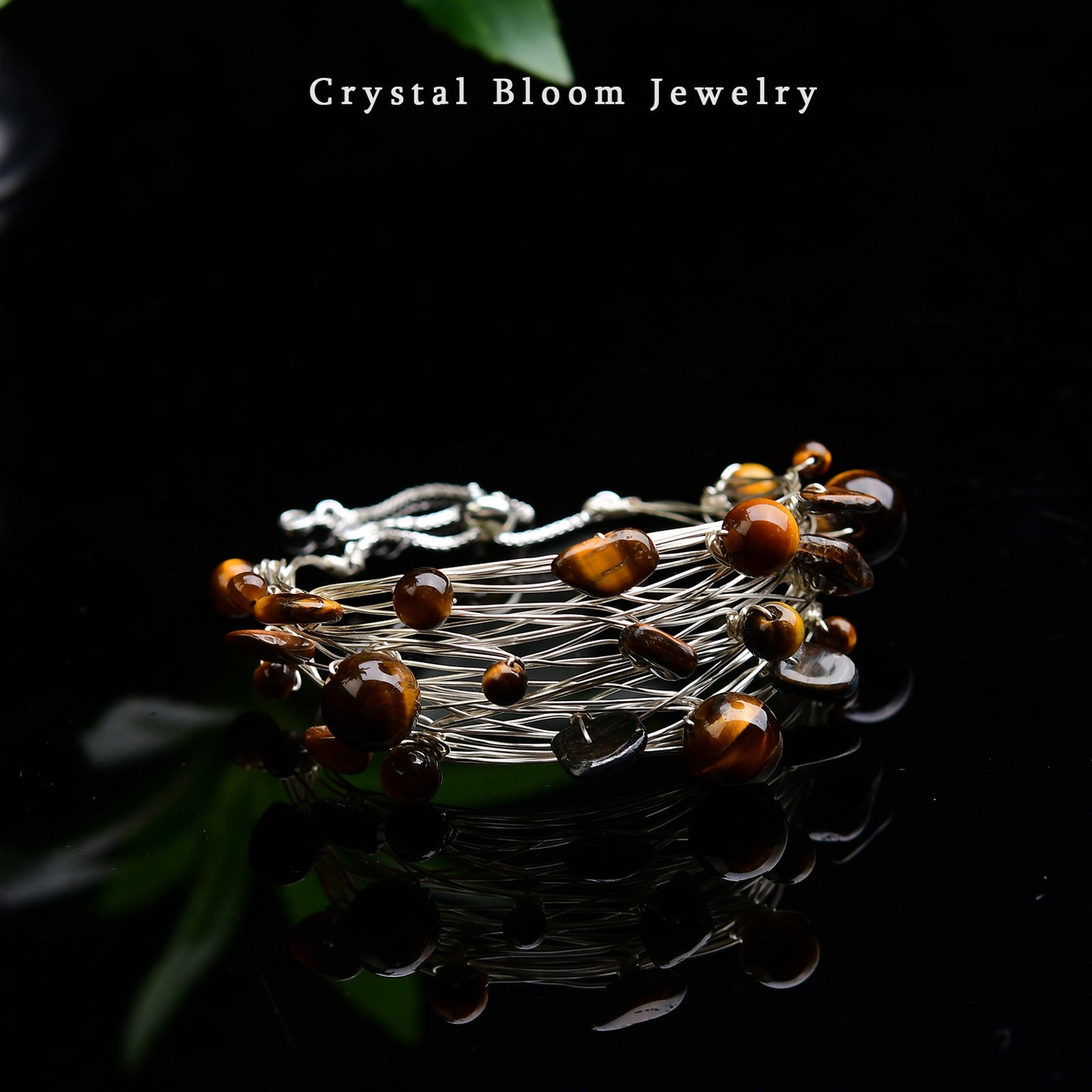 Handmade Natural Crystal Chip & Bead Copper Wire Bracelet