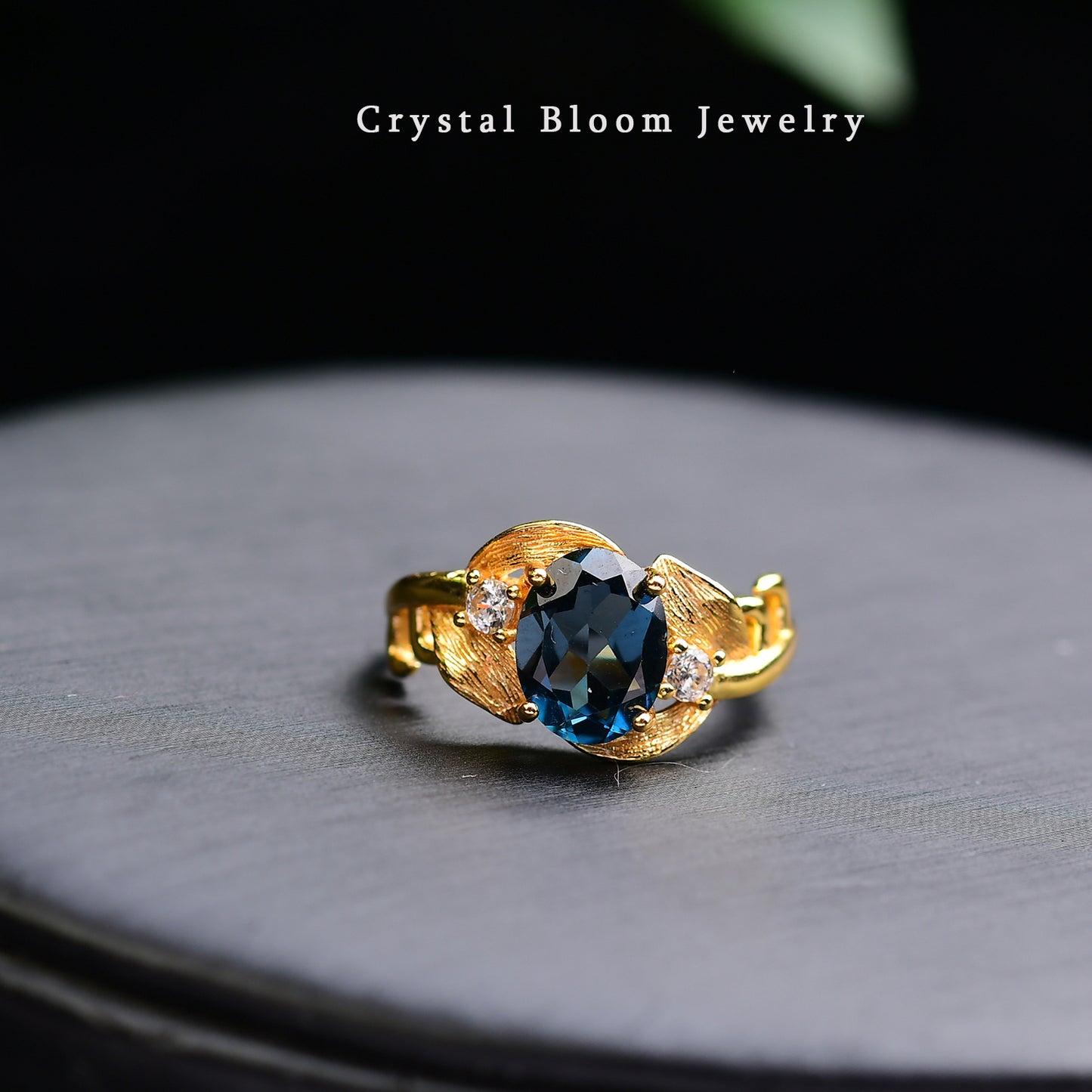 Natural Blue Topaz Ring