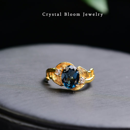 Natural Blue Topaz Ring