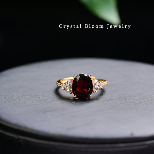 Natural Garnet 925 Silver Ring