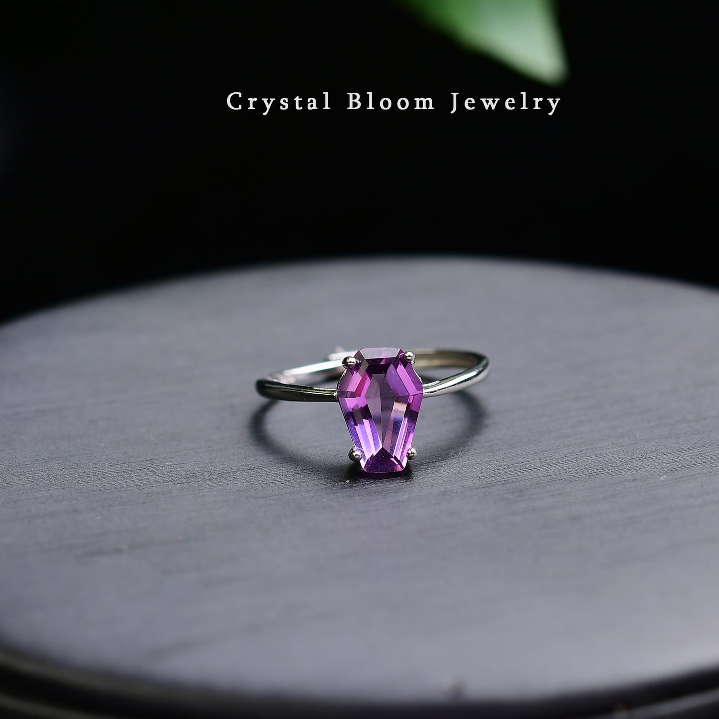 Natural Hexagon Amethyst Ring
