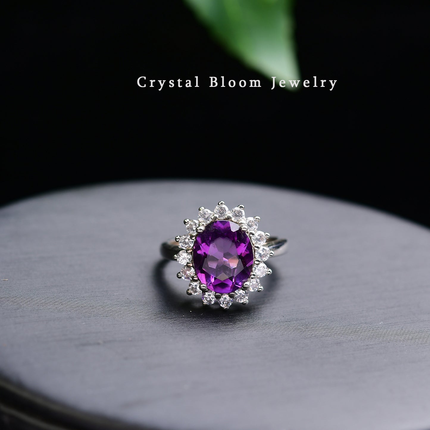 Oval Amethyst Moissanite 925 Silver Ring