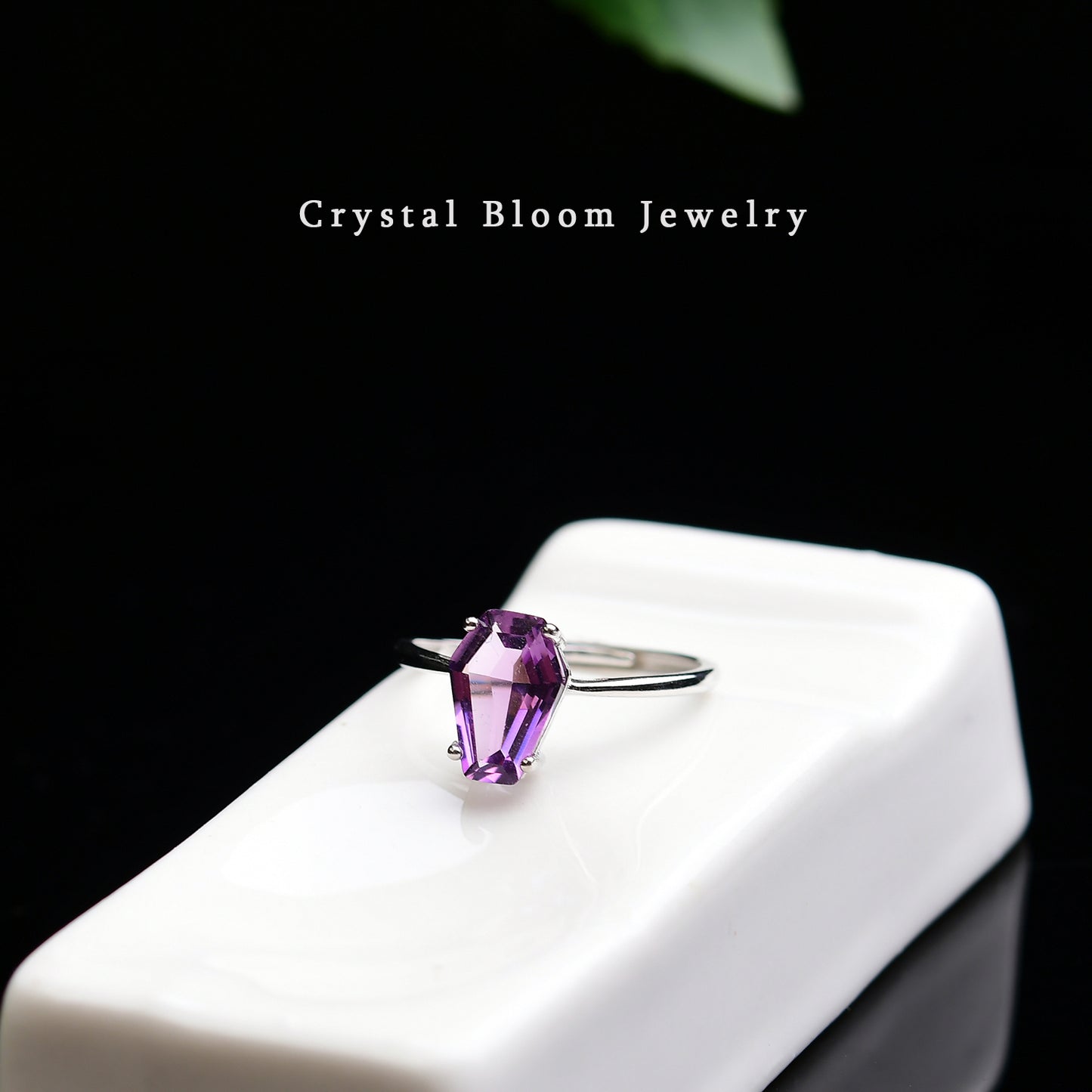 Natural Hexagon Amethyst Ring
