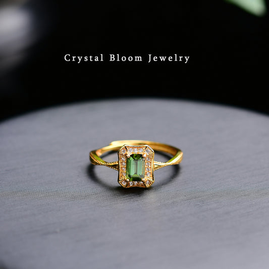 Natural Square Tourmaline Ring