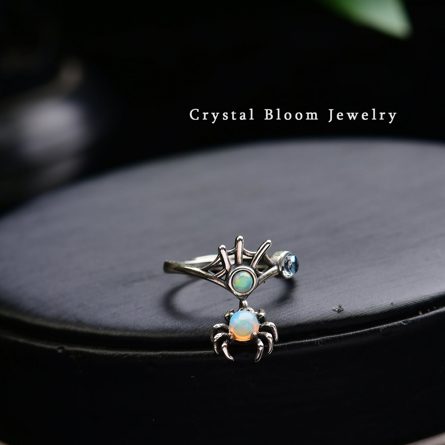Natural Opal Spider Ring