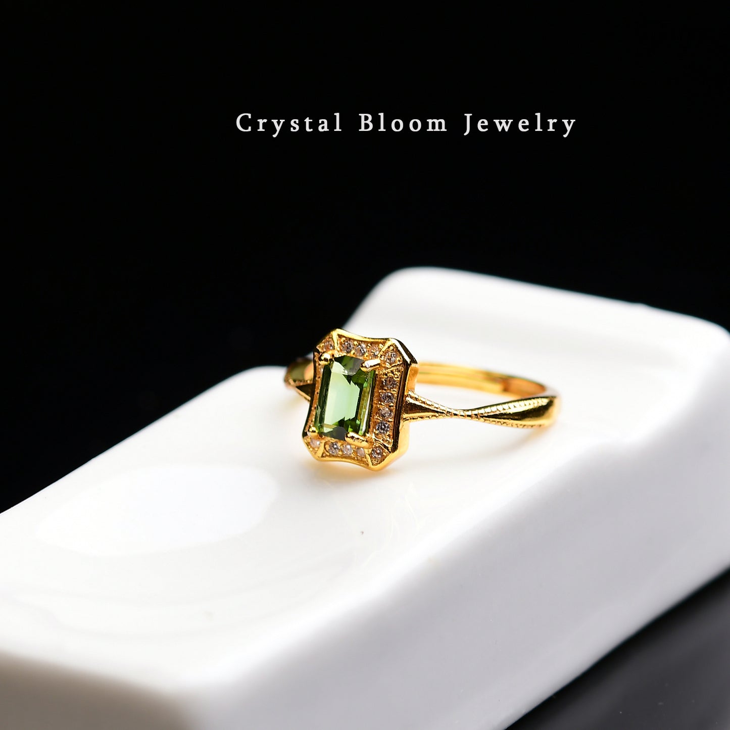 Natural Square Tourmaline Ring
