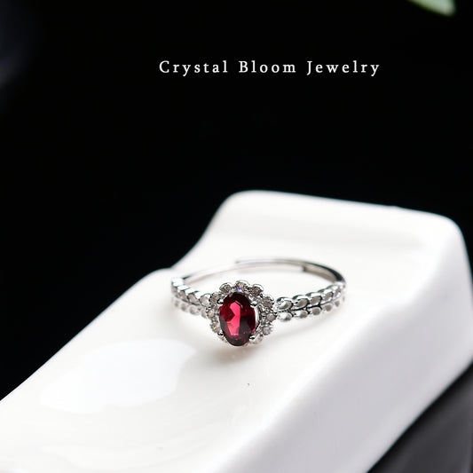 Natural Oval Garnet Ring