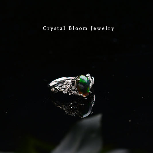 Natural Black Opal Ring