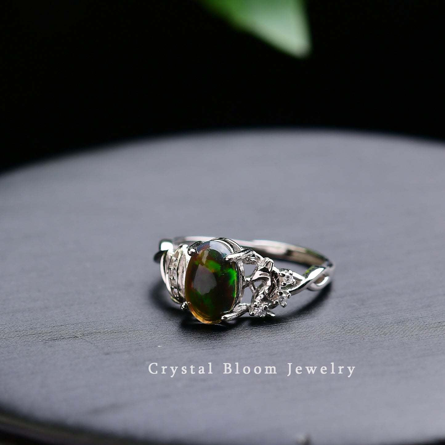 Natural Black Opal Ring