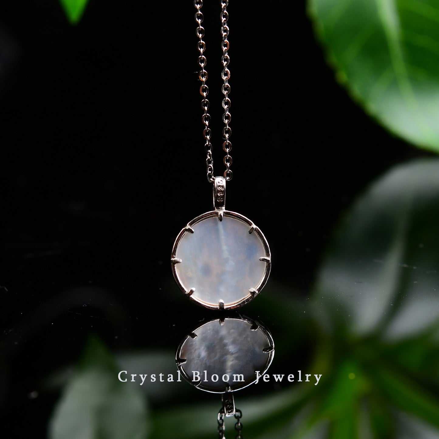 Blue Moonstone & White Mother of Pearl Pendant