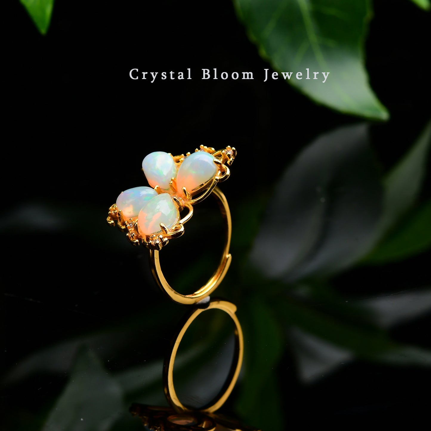 Natural African Opal Butterfly Ring