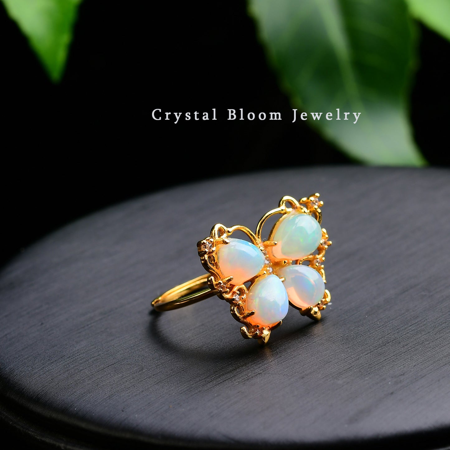 Natural African Opal Butterfly Ring