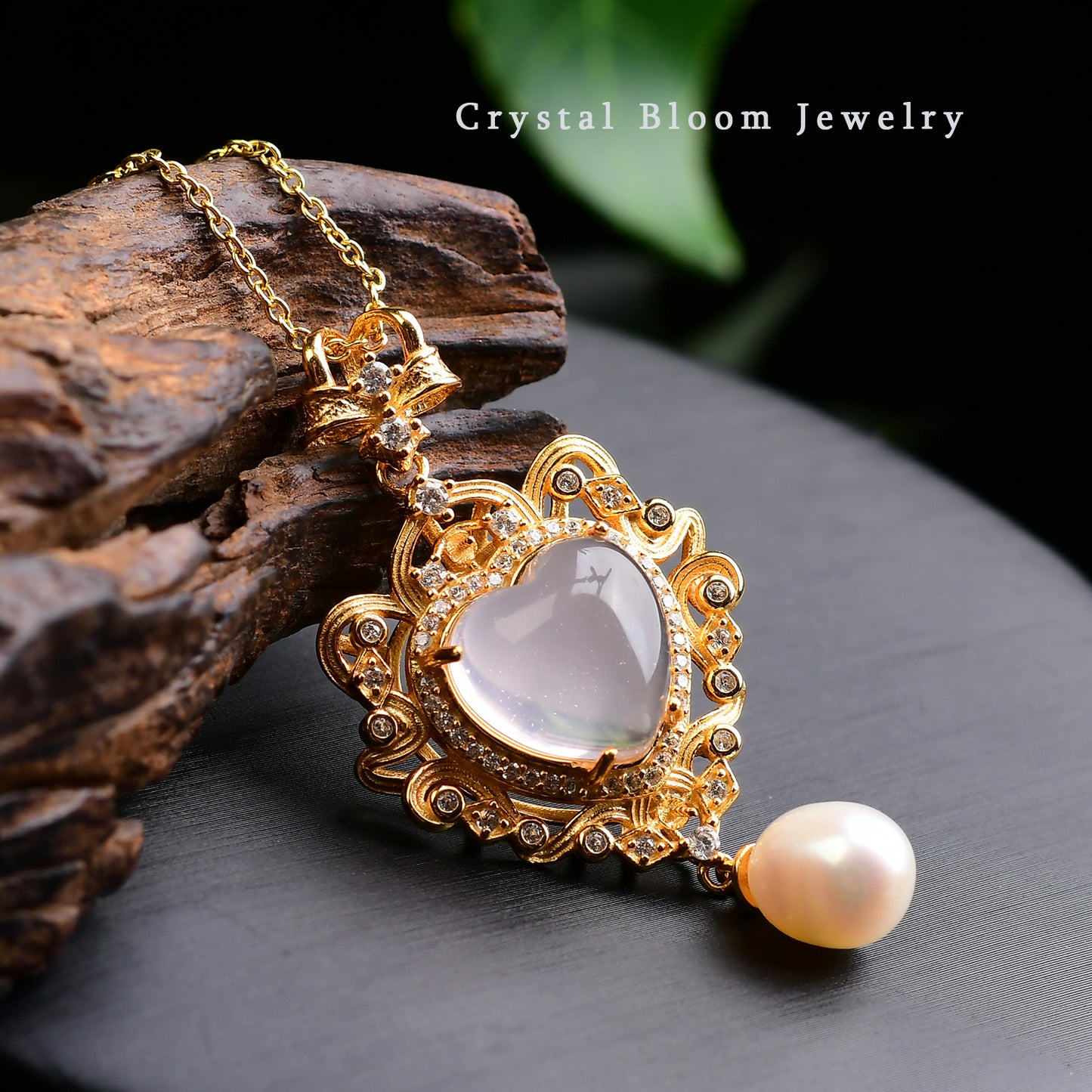 Natural Mozambique Rose Quartz Heart Pendant