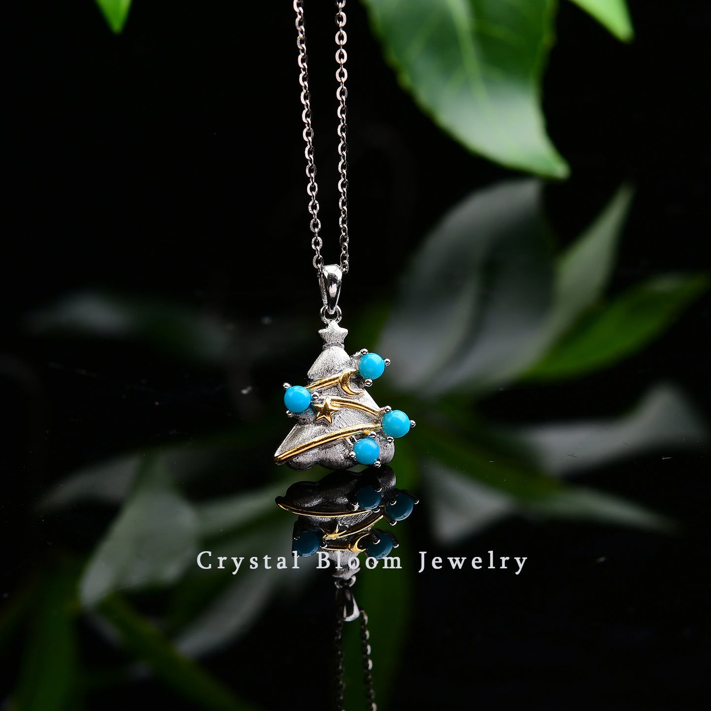 Natural Turquoise Christmas Tree Pendant