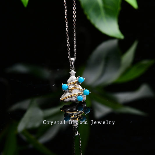 Natural Turquoise Christmas Tree Pendant