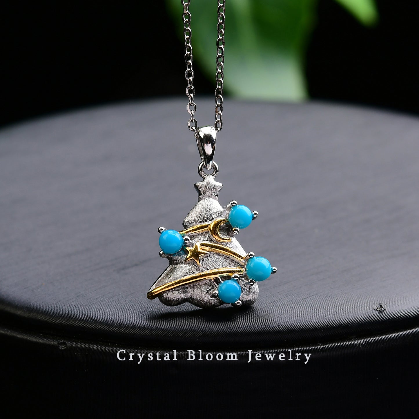 Natural Turquoise Christmas Tree Pendant
