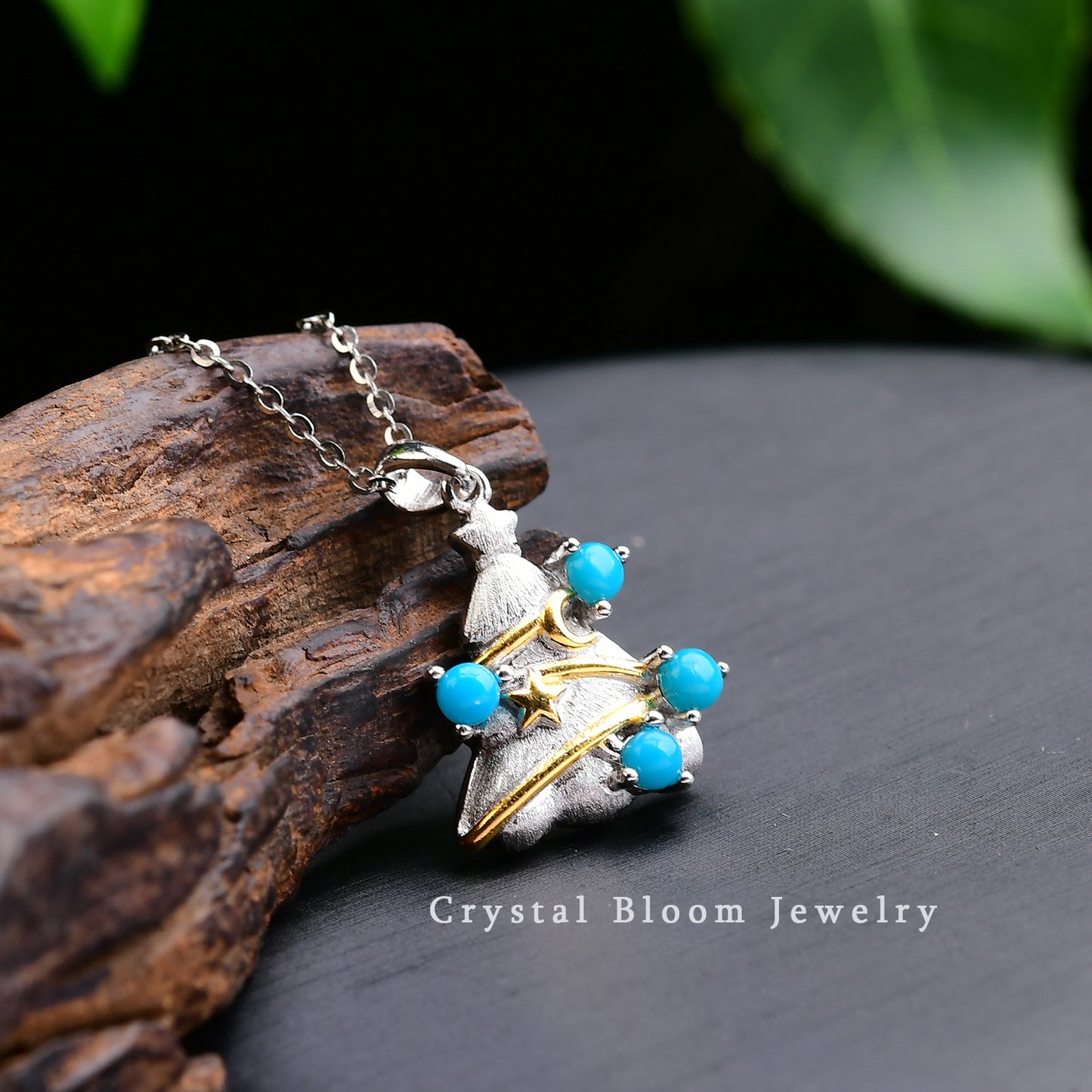 Natural Turquoise Christmas Tree Pendant