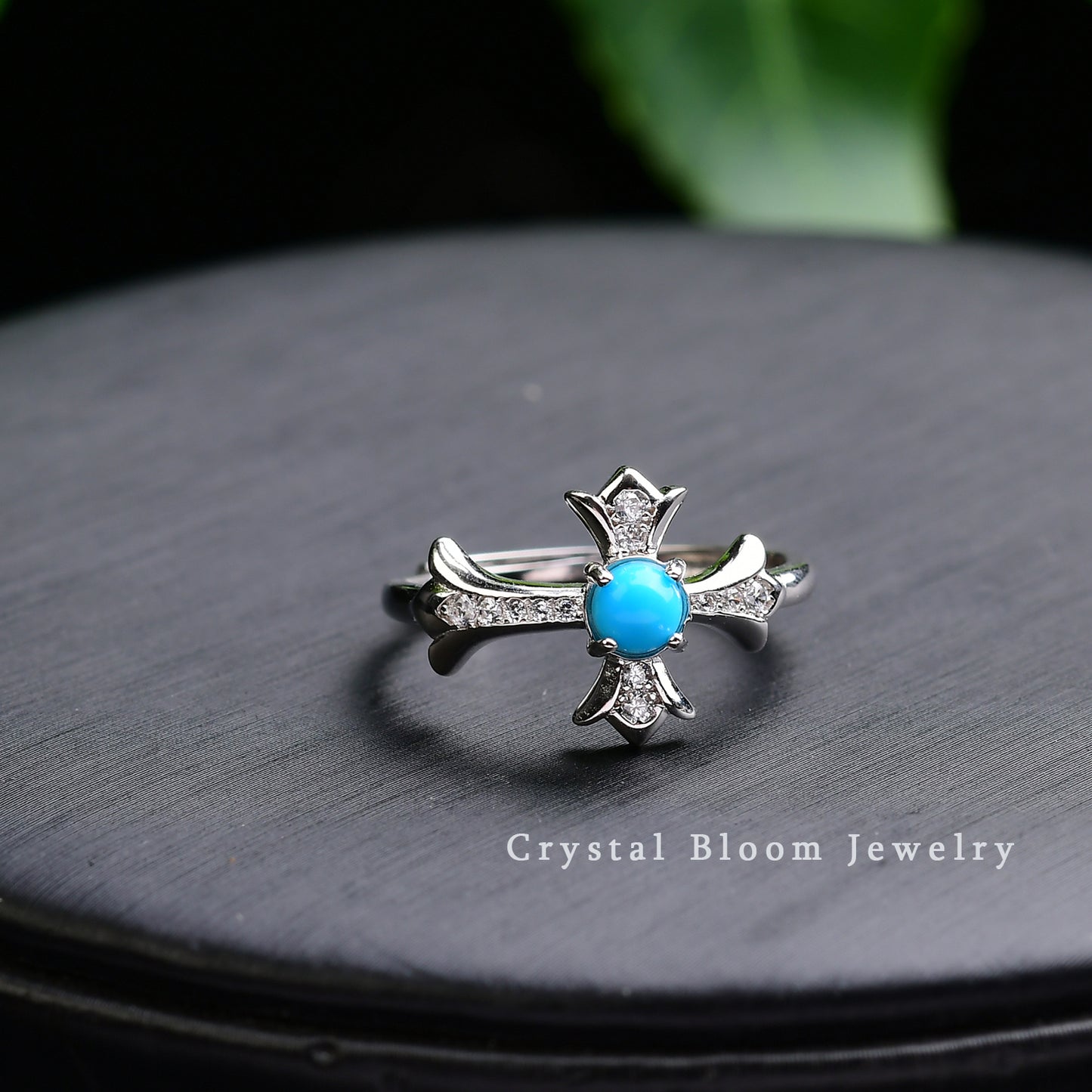Natural Turquoise Cross Ring