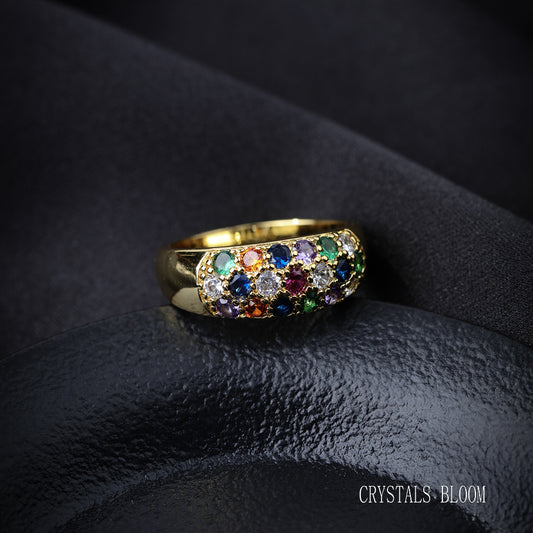 18K Gold Plated Multicolor Zircon Ring
