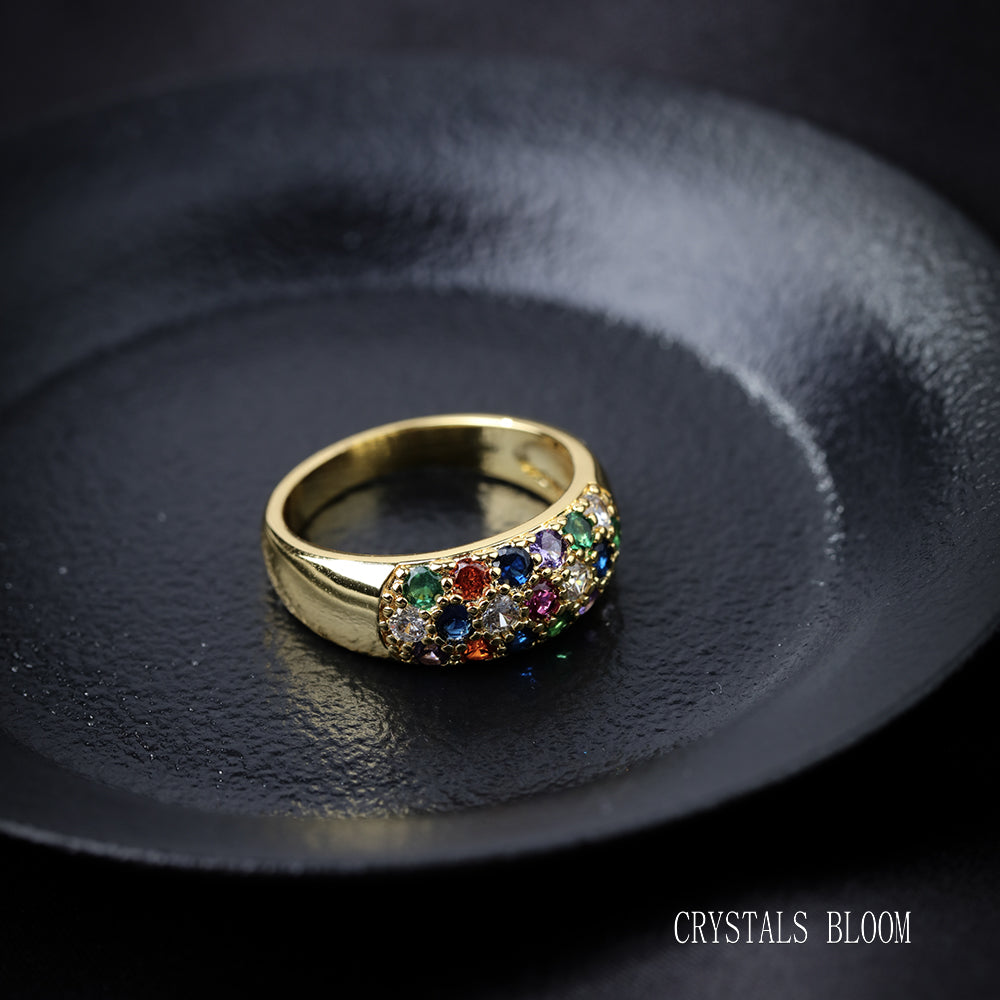 18K Gold Plated Multicolor Zircon Ring