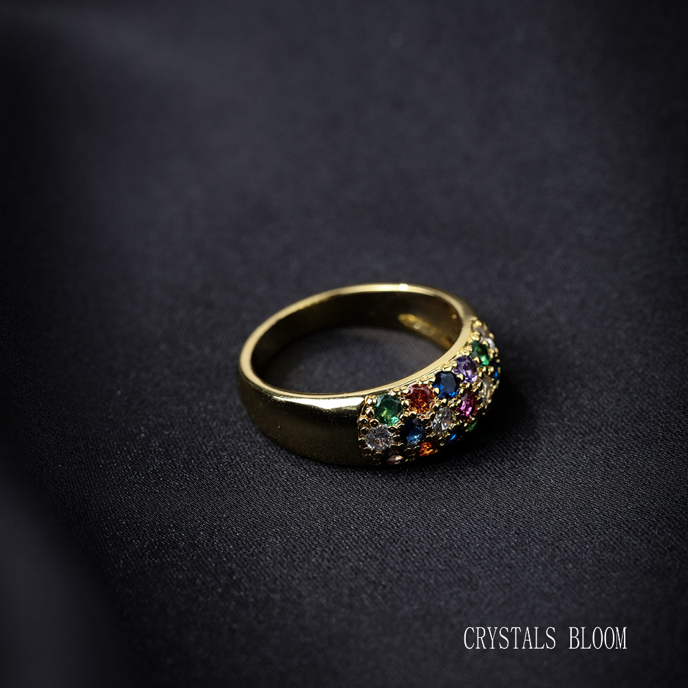 18K Gold Plated Multicolor Zircon Ring